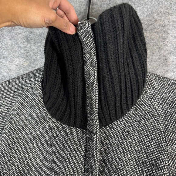 Mango Turtle High Neck Y2K Aesthetic Zip Up Gray Wool Belted Jacket Size 6 - Picture 5 of 16